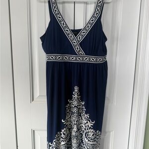 Apt. 9 Navy and Cream Patterned Midi Dress